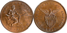 PHILIPPINES. Centavo, 1917-S. San Francisco Mint. PCGS MS-65 Brown.
KM-163; Allen-2.15.

Estimate: $60.00- $100.00