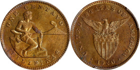 PHILIPPINES. Centavo, 1920-S. San Francisco Mint. PCGS MS-64 Brown.
KM-163; Allen-2.18.

Estimate: $100.00- $200.00