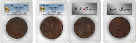 RUSSIA. Duo of 5 Kopeks (2 Pieces), 1773-89. Ekaterinburg Mint. Catherine II (the Great). Both PCGS Certified.
1) 1773-EM. PCGS AU-50. KM-C-59.3; Bit...