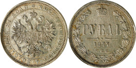 RUSSIA. Ruble, 1877-CNB HI. St. Petersburg Mint. Alexander II. PCGS Genuine--Cleaned, AU Details.
KM-Y-25; Bit-90.

Estimate: $100.00- $200.00