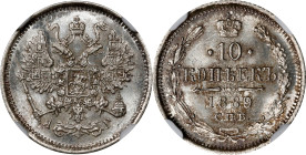 RUSSIA. 10 Kopeks, 1889-CNB AT. St. Petersburg Mint. Alexander III. NGC MS-66.
KM-Y-20A.2.

Estimate: $200.00- $250.00