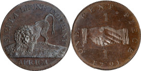 SIERRA LEONE. Sierra Leone Company. Cent, 1791. Birmingham (Soho) Mint. PCGS PROOF-65.
KM-1.
From the Augustana Collection.

Estimate: $300.00- $5...