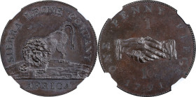 SIERRA LEONE. Sierra Leone Company. Penny, 1791. Birmingham (Soho) Mint. NGC PROOF-63 Brown.
KM-2.2. Bronzed 30mm with plain edge.

Estimate: $200....