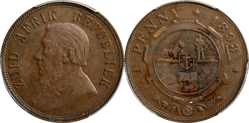 SOUTH AFRICA. Penny, 1893. Pretoria Mint. PCGS EF-45 Brown.
KM-2.

Estimate: ...