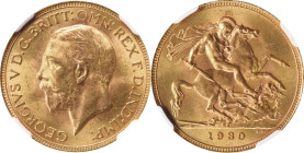 SOUTH AFRICA. Sovereign, 1930-SA. Pretoria Mint. George V. NGC MS-64+.
S-4005; Fr-5; KM-A22. AGW: 0.2355 oz.

Estimate: $400.00- $600.00