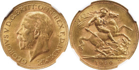 SOUTH AFRICA. Sovereign, 1930-SA. Pretoria Mint. George V. NGC MS-63.
S-4005; Fr-5; KM-A22. AGW: 0.2355 oz.

Estimate: $400.00- $600.00