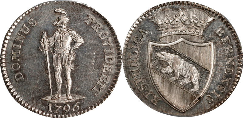 SWITZERLAND. Bern. 1/2 Taler, 1796. Bern Mint. PCGS MS-62.
KM-151.

Estimate:...