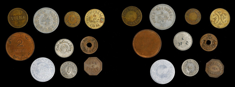 MIXED LOTS. Latin American. Group of Tokens (10 Pieces). Average Grade: VERY FIN...