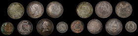 MIXED LOTS. Septet of Diverse World Types, 1813-1917. Average Grade: VERY FINE.
This group of mostly silver issues includes pieces from Colombia, Uru...