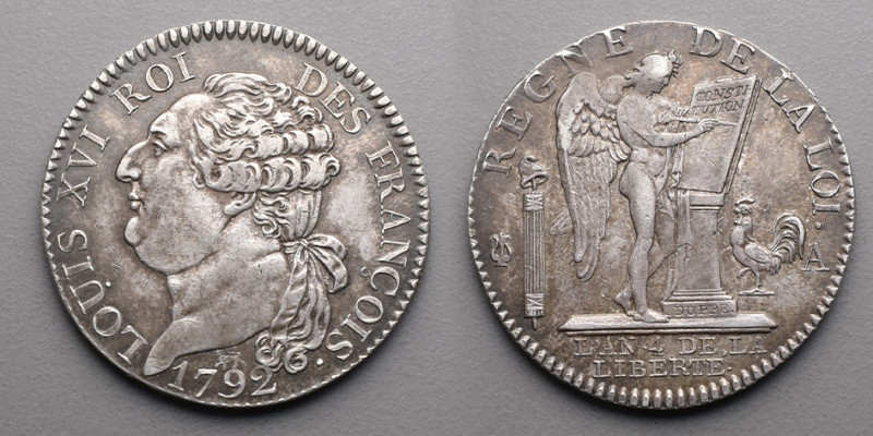 La Révolution > Louis XVI - Constitution (1791-1792)
Petit écu de 3 Livres. A=Pa...