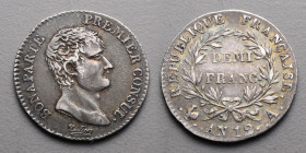 19e et 20e siècles, le systéme décimal > Bonaparte Ier Consul (1802 - 1804)
1/2 Franc. A=Paris. An 12.
A/ BONAPARTE PREMIER CONSUL. Sa tête nue à droi...