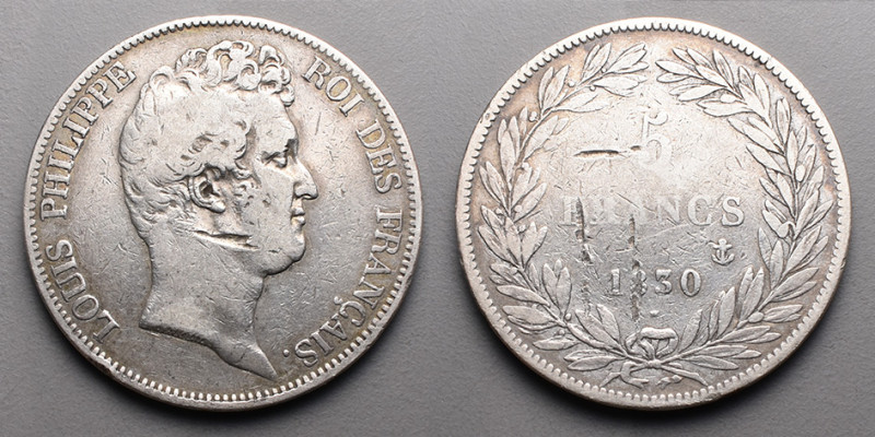 19e et 20e siècles, le systéme décimal > Louis-Philippe (1830-1848)
5 Francs 183...