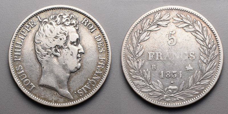 19e et 20e siècles, le systéme décimal > Louis-Philippe (1830-1848)
5 Francs . B...