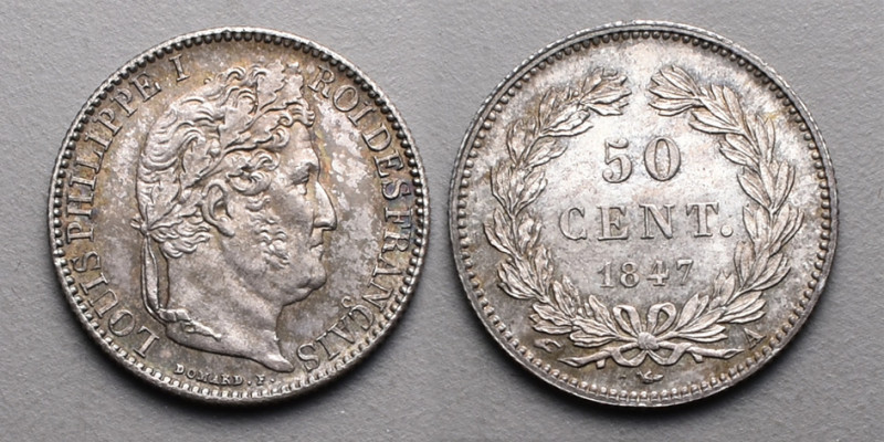 19e et 20e siècles, le systéme décimal > Louis-Philippe (1830-1848)
50 Cent . A=...