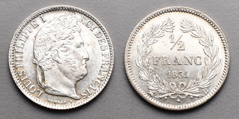 19e et 20e siècles, le systéme décimal > Louis-Philippe (1830-1848)
1/2 Franc. B...