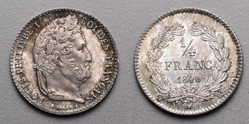 19e et 20e siècles, le systéme décimal > Louis-Philippe (1830-1848)
1/4 de Franc...