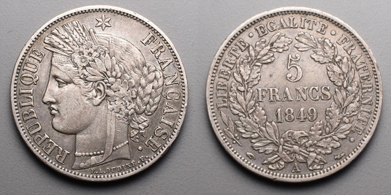 19e et 20e siècles, le systéme décimal > 2e République (1848-1852)
5 Francs "Cér...