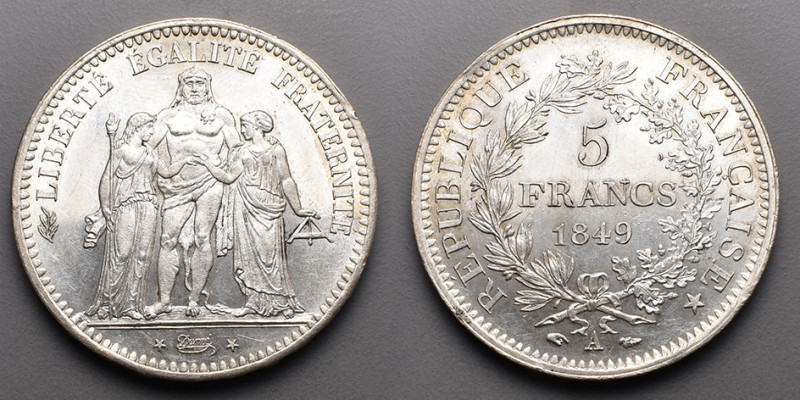 19e et 20e siècles, le systéme décimal > 2e République (1848-1852)
5 Francs "Her...