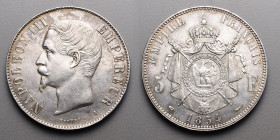 19e et 20e siècles, le systéme décimal > Second Empire Napoléon III (1853-1870)
5 Francs « Tête nue ». A=Paris. 1854.
A/ NAPOLEON III EMPEREUR . Tête ...