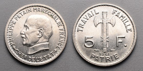 19e et 20e siècles, le systéme décimal > Etat français (1940-1944)
5 Francs "Pétain". 1941.
A/ A/ PHILIPPE PETAIN MARECHAL DE FRANCE*CHEF DE L'ETAT* ....