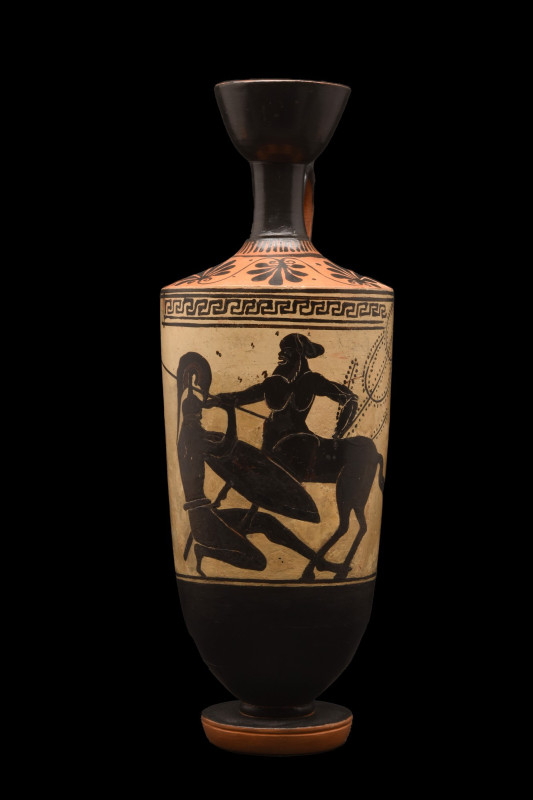 ATTIC BLACK-FIGURE, WHITEGROUND LEKYTHOS
Ca. 490-480 BC. 
Attributed to the At...
