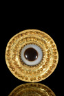 HELLENISTIC GOLD BROOCH WITH AGATE EYE