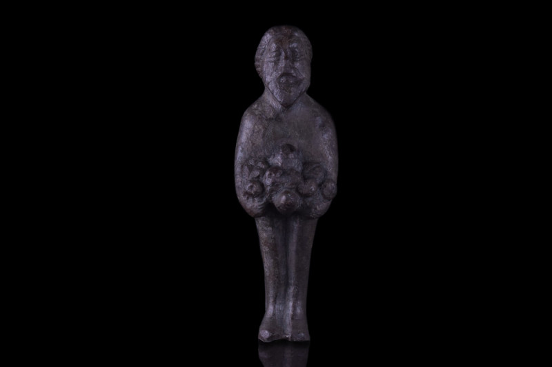 ROMAN BRONZE PRIAPUS FIGURE
Ca. 100-300 AD. 
A free-standing bronze statuette ...