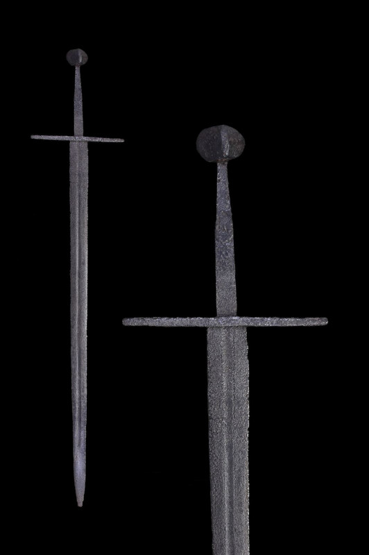 MEDIEVAL IRON SWORD WITH REPORT
Ca. 1250-1520 AD. 
This fine Medieval sowrd fe...