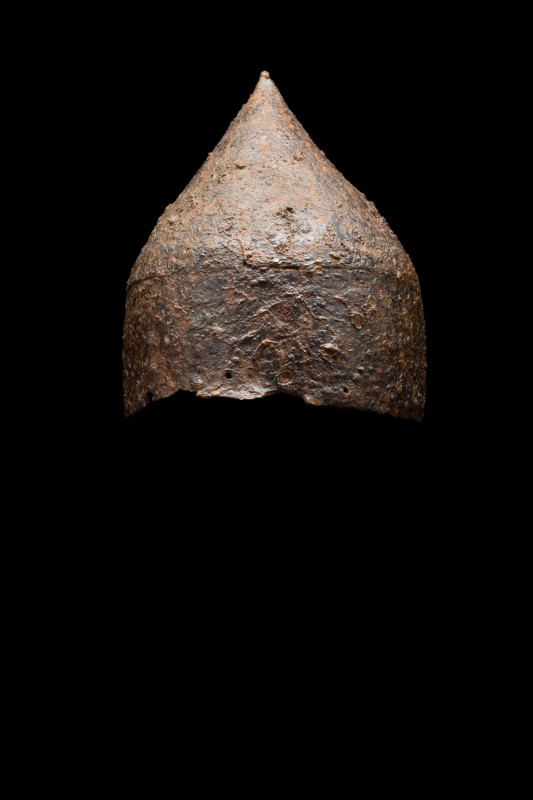 VIKING AGE IRON SPANGENHELM IRON HELMET
Ca. 900-1000 AD. 
A rare Viking period...