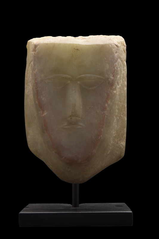 SOUTH ARABIAN ALABASTER FACE STELE
Ca. 300 BC. 
A funerary stele, polygonal in...