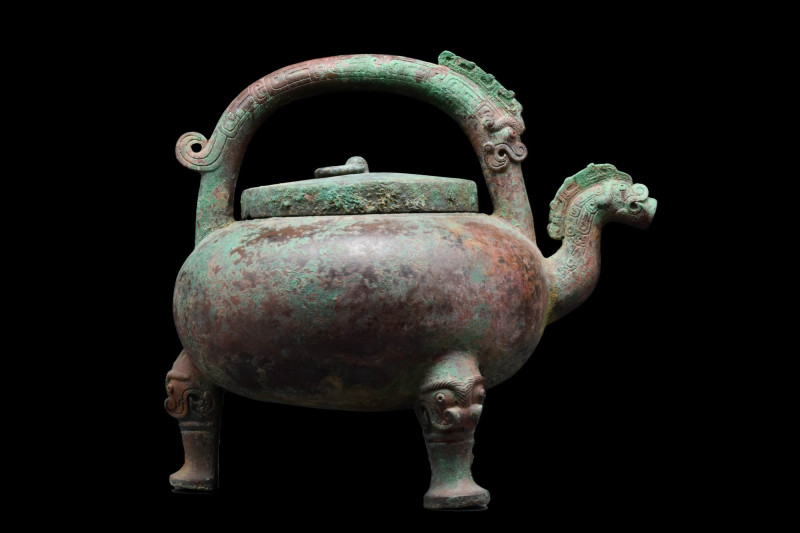 CHINESE ARCHIAC BRONZE TRIPOD KETTLE (HE) - XRF TESTED
Eastern Zhou Dynasty/War...