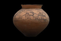 INDUS VALLEY TERRACOTTA VESSEL WITH IBEXES