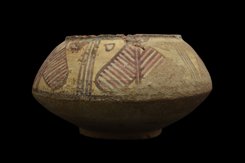 INDUS VALLEY TERRACOTTA VESSEL WITH LEAVES
Ca. 3000- BC. 
A nice example of a ...