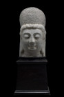 A SCHIST HEAD OF CROWNED GUANYIN