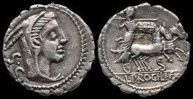 ROMAN REPUBLIC L. PROCILIUS. SERRATE AR DENARIUS