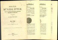 ZEITSCHRIFTEN und PERIODICA. 
BERLINER MÜNZBLÄTTER. NF 3, Jg. 29-31 (1908-1910) XIV, 644&nbsp;S., Text-Abb., Tfn. 21-30 (darin Beiträge zu Lübeck, Ma...