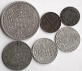 Bremen, Stadt. 
LOT: Kleinmünzen des 19. Jh. vom Schwaren bis 36 Grote. 7 Stück (5 Ag, 2 Cu). 

Meist sehr schön