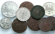 Frankfurt, Freie Stadt. 
LOT: Kleinmünzen des 19. Jh.: Heller, Kreuzer, 3 Kreuzer, 6 Kreuzer. 10 Stück (4 Ag, 6 Cu). . 

Sehr schön und vorzüglich...