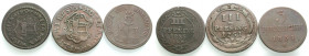 Wismar, Stadt. 
LOT: 3 Pfennig 1751, 1835, 1854. Cu, 3 Stück. 

Sehr schön