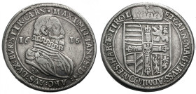 ERZHERZOG MAXIMILIAN, 1612-1618, Hochmeister des Deutschen Ritterordens. Taler 1616, Hall. Geharnischtes Brustbild r. Rv. Gekröntes Wappen. 40 mm; 28,...