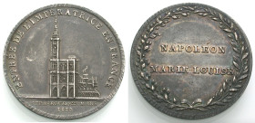 Elsass/-Strassburg, Stadt. 
Medaille 1810 (v. Courtot) auf die Ankunft der Kaiserin Marie Louise in Frankreich. Das Straßburger Münster. Rv. 2 Zeilen...