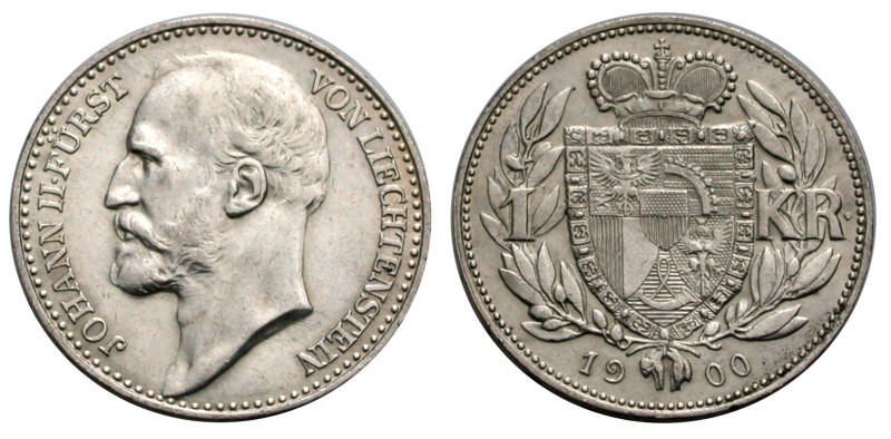 Liechtenstein. 
JOHANN II., 1858-1929. Krone 1900. Kopf l. Rv. Gekröntes Wappen...