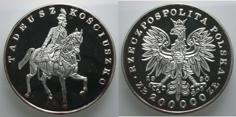 Polen. 
REPUBLIK seit 1990. 200 000 Zloty 1990. Tadeusz Kosciuszko. 155.5 g (5 ...