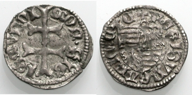 Ungarn, Königreich. 
SIGISMUND VON LUXEMBURG, 1387-1437. Denar. Doppelkreuz, MO...