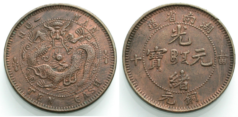 China. 
Hunan. 
Kuang-Hsu, 1875-1908. 10 Cash (1902-1906), Cu. Manchu center. ...