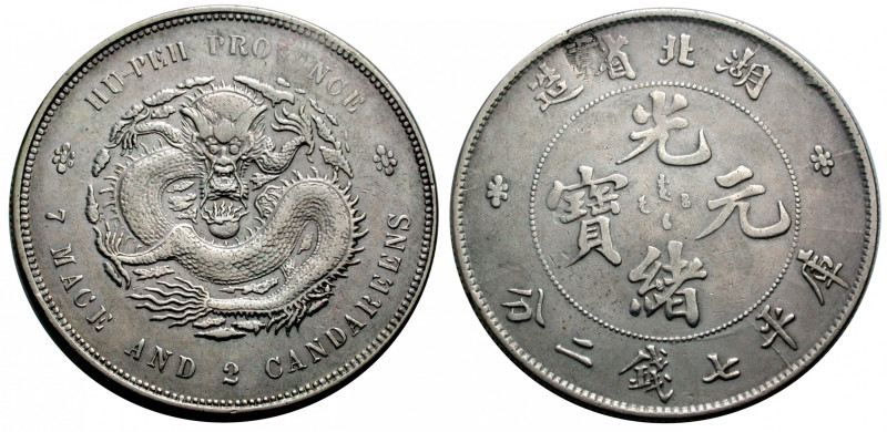 China. 
Hupeh. 
Kuang-Hsu, 1875-1908. Dollar o. J. (1896). Drache. Rv. Schrift...