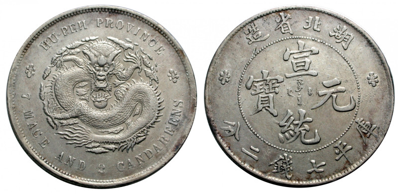 China. 
Hupeh. 
Kuang-Hsu, 1875-1908. Dollar o. J. (1909). Drache. Rv. Schrift...