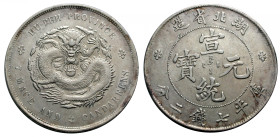 China. 
Hupeh. 
Kuang-Hsu, 1875-1908. Dollar o. J. (1909). Drache. Rv. Schrift. Kann&nbsp;45, KM&nbsp;Y#&nbsp;131. Mehrere feine Kratzer.. 

Sonst...