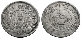 China. 
Singkiang. 
KUANG HSU, 1875-1908. 5 Miscals (1906), Kashgar. Legend in Chinese and Turki. 32 mm; 17,3 g. Kann&nbsp;1015, KM&nbsp;Y#&nbsp;6.6...