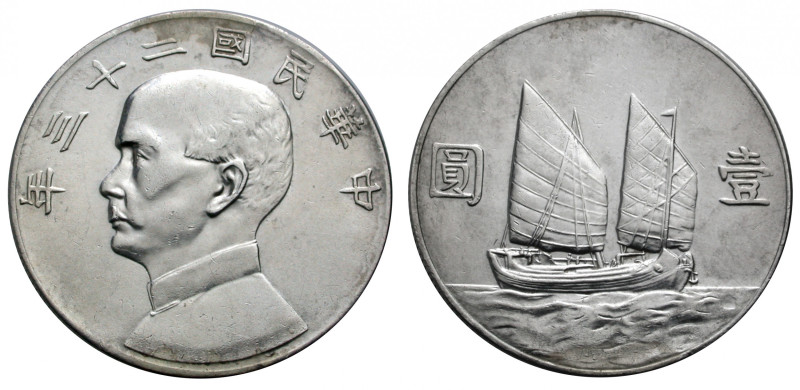 China. 
Republik,. 
Dollar 1933. Büste des Präsidenten Sun Yat Sen n. l. Rv. S...